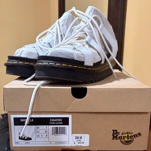Dr. Martens White Nartilla Leather Gladiator Sandals